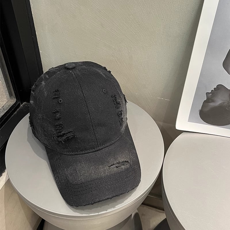 Wholesale Big Head Ware Washed Old Hole Baseball Cap Women's  All-match Showing Face Small Men's Fashion